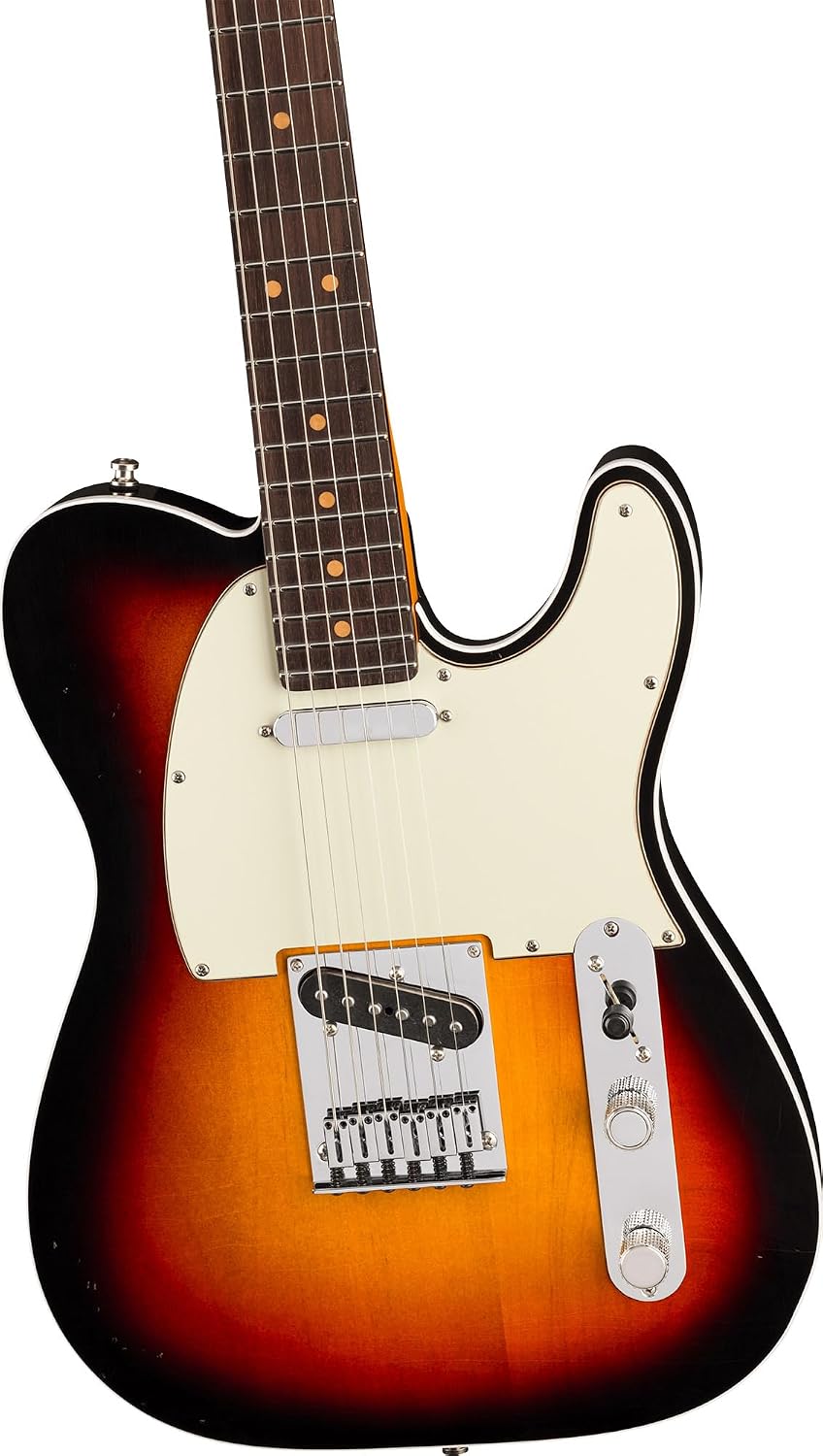 Fender American Ultra Luxe Vintage '60s Telecaster Custom, Rosewood Fingerboard - 3-Color Sunburst Bundle with Case, Hat, Strap, Cable, and Guitar Cleaning Kit