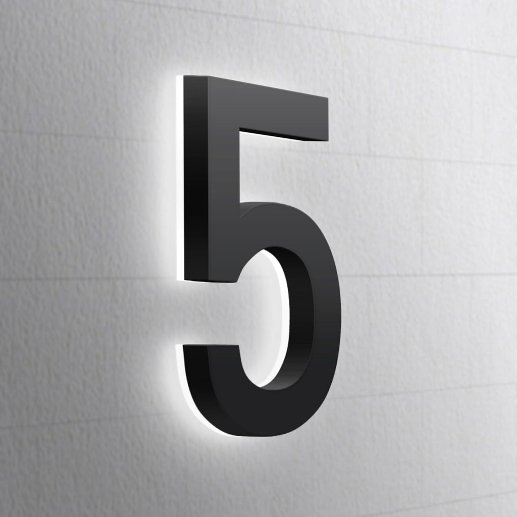 LED Illuminated House Numbers,Matte Black, Modern Address Signs Lighted Plaque For Outdoor Indoor.