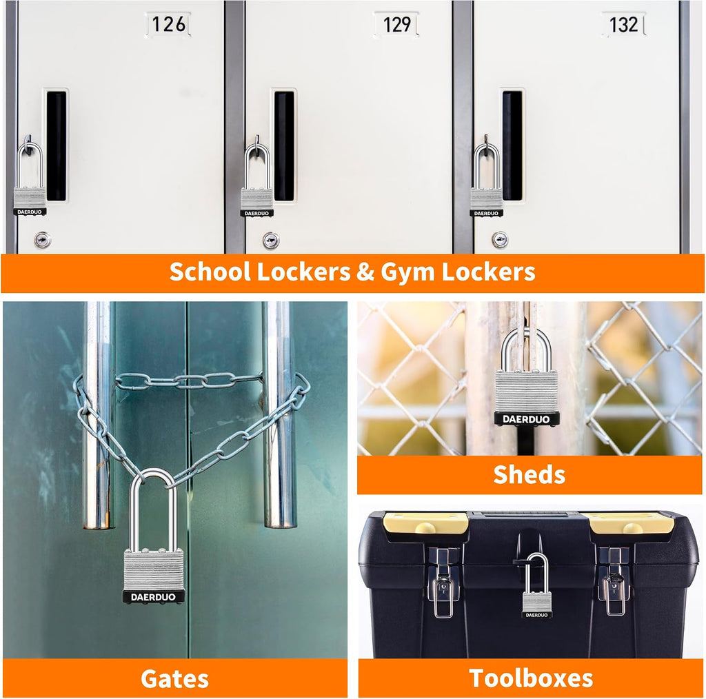 48 Pack 40 mm (1-9/16') Keyed Alike Laminated Padlocks with 96 Keys, Hardened Steel Short Shackle, Heavy-Duty Locks for Gym Lockers, Toolboxes, School Lockers, and Hasp Latches
