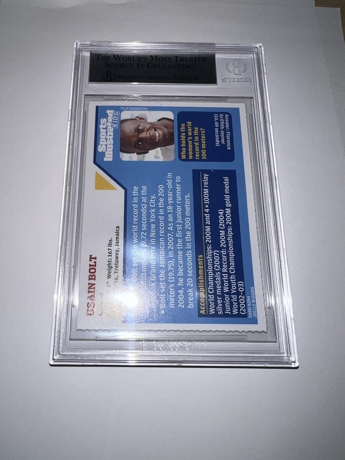 Usain Bolt Signed 2008 SI For Kids Trading Card Rookie Medal Beckett #4 - Autographed Olympic Cards