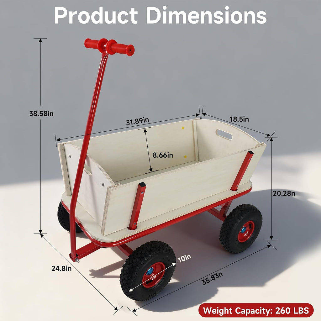 All-Terrain Stroller with Removable Wooden Side Panels, Garden Cart, Foldable Pet Stroller—Perfect for Halloween