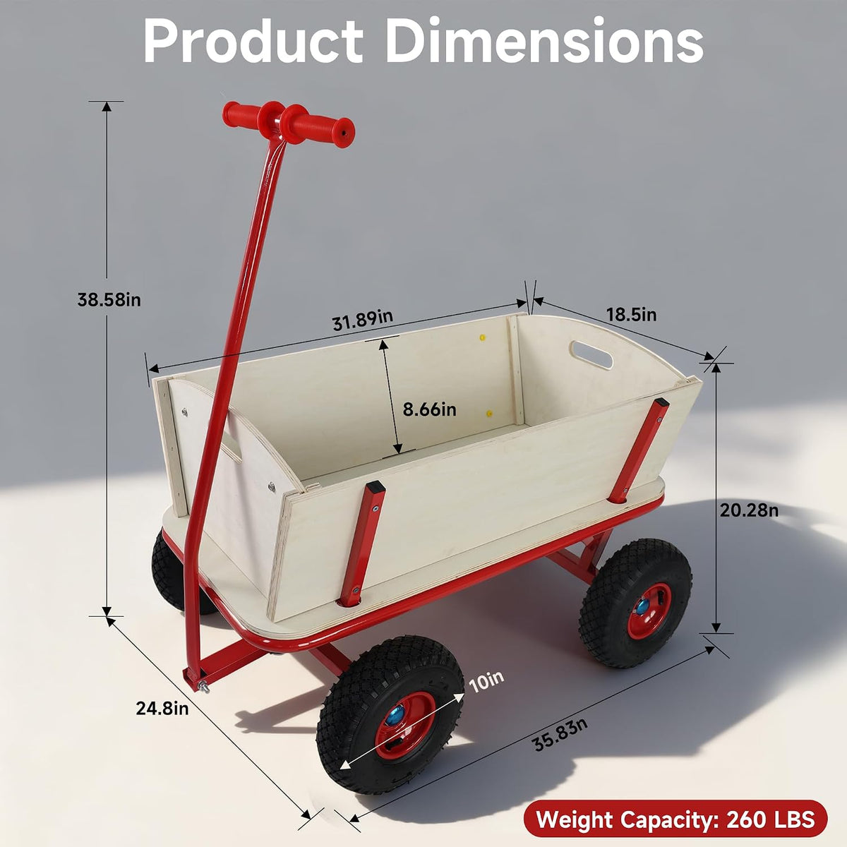 All-Terrain Stroller with Removable Wooden Side Panels, Garden Cart, Foldable Pet Stroller—Perfect for Halloween