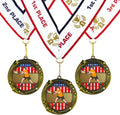 All Quality Tennis Swirling Stars Design Medal - 1st, 2nd, 3rd Place