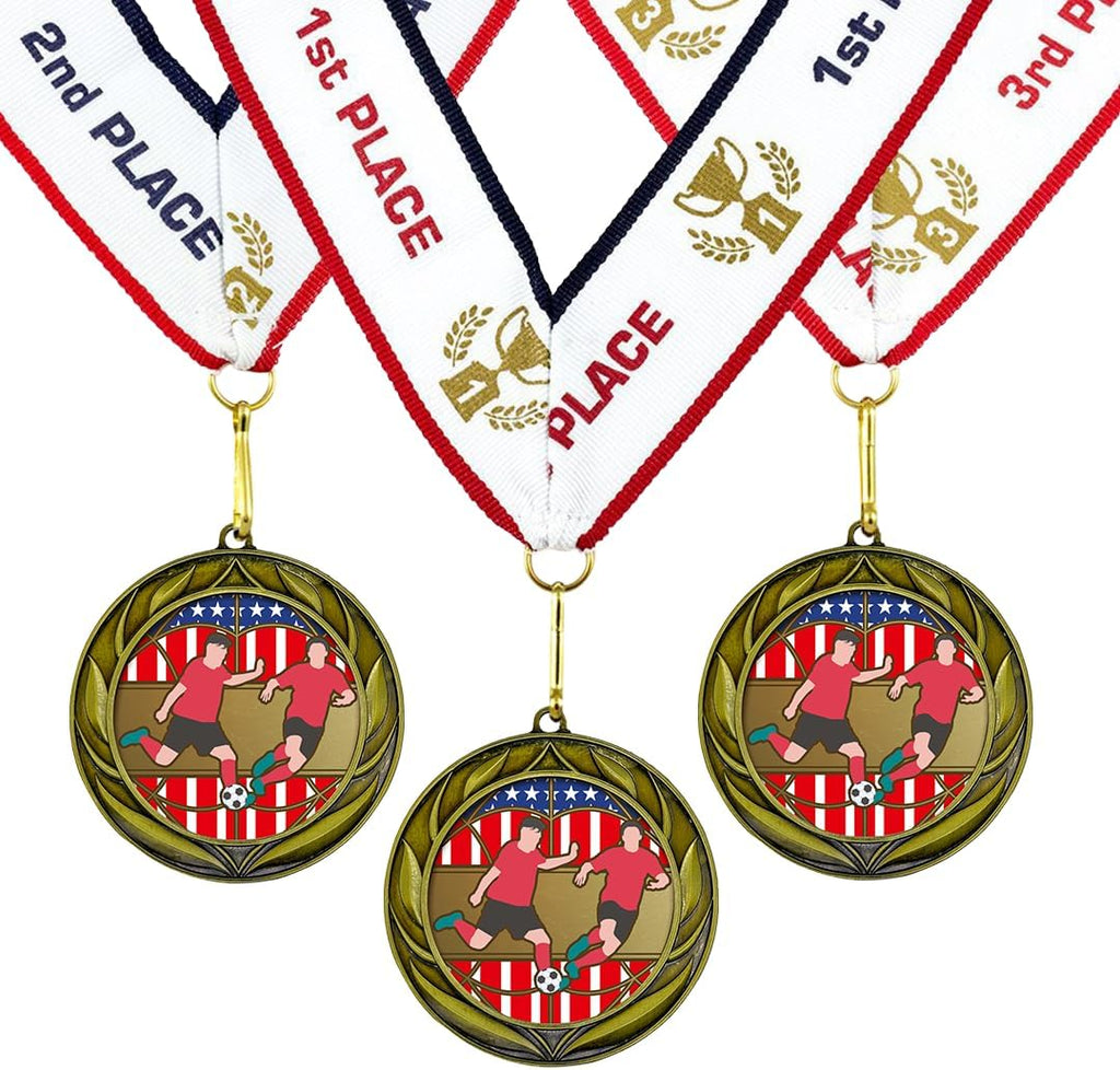 All Quality Soccer Wreath Design Medal - 1st, 2nd, 3rd Place