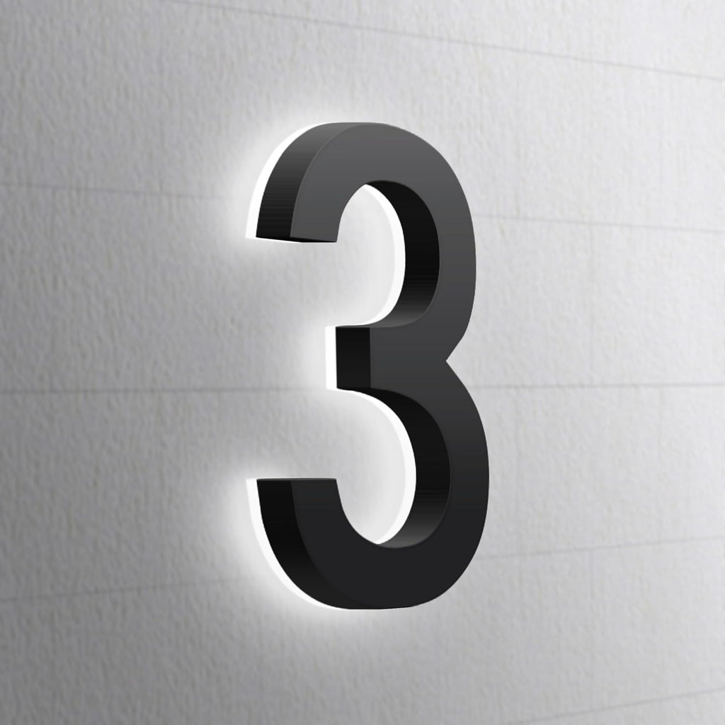 LED Illuminated House Numbers,Matte Black, Modern Address Signs Lighted Plaque For Outdoor Indoor.