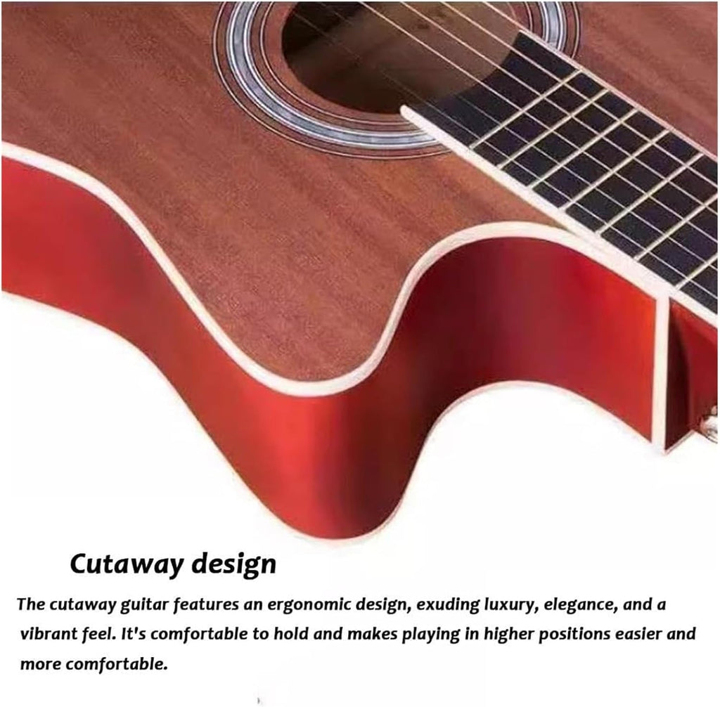 MXL&LJB Steel-String Acoustic Guitar, Full Size Cutaway Acustica Guitarra Bundle Kit for Adults & Players(Retro)