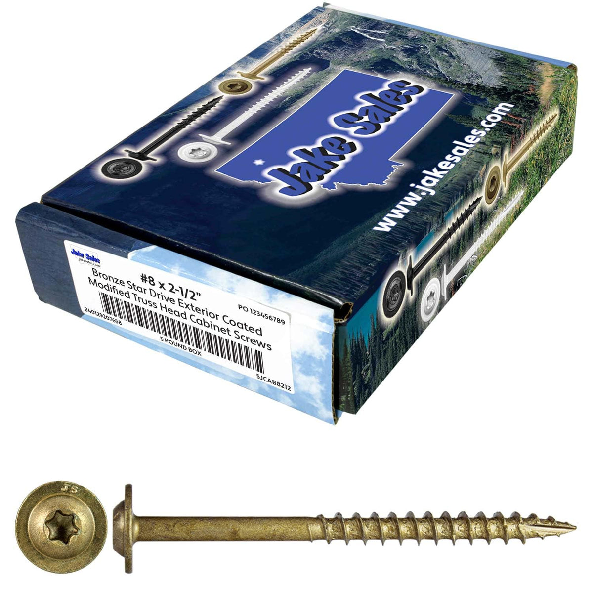 8 x 2-1/2' -Bronze Star Multipurpose Torx/Star Drive Head Exterior Coated Modified Truss Head Cabinet Wood Screw 5 Pound CASE 5,625 Screws