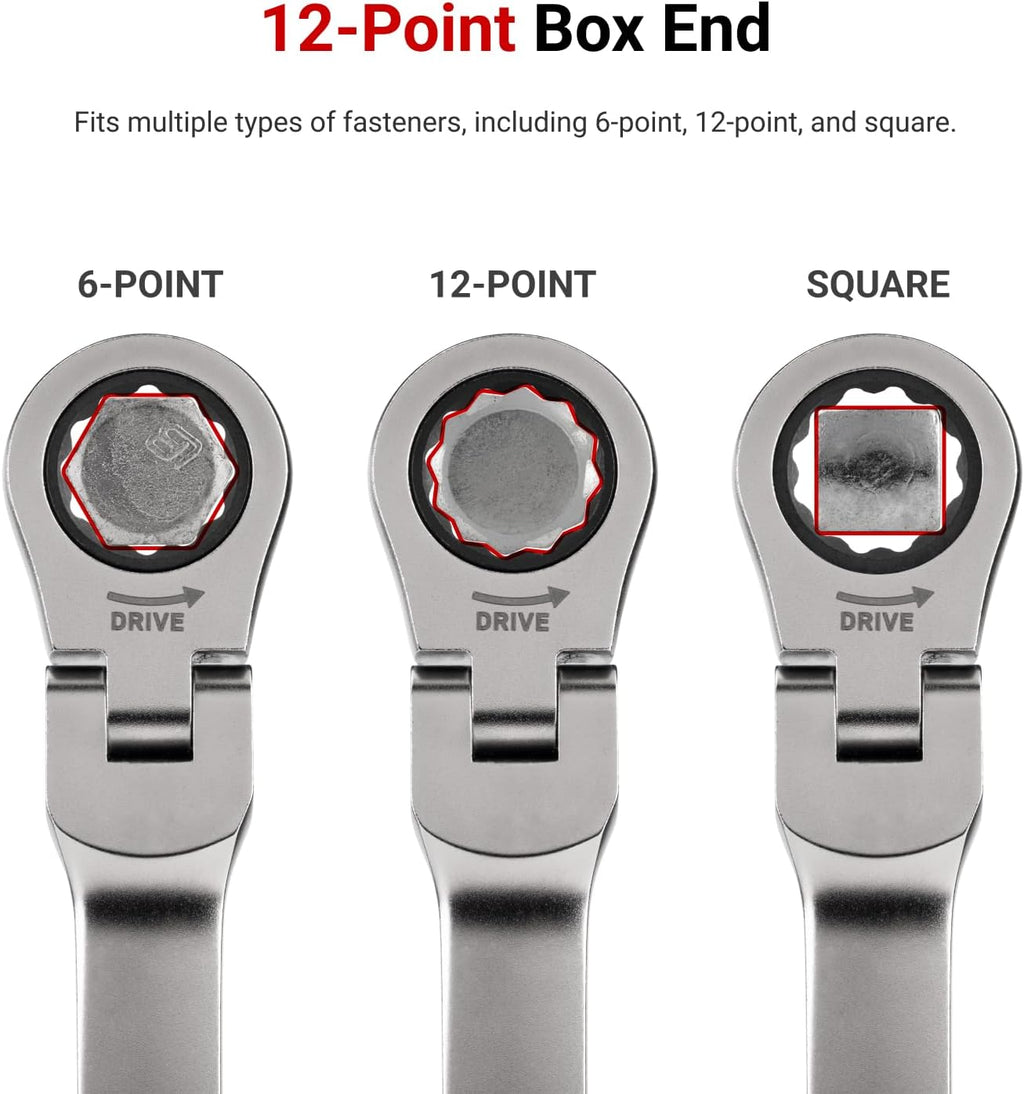 TEKTON Long Flex Head 12-Point Ratcheting Box End Wrench Set with Modular Organizers, 13-Piece (1/4-13/16 in., 6-19 mm) | WRB96302