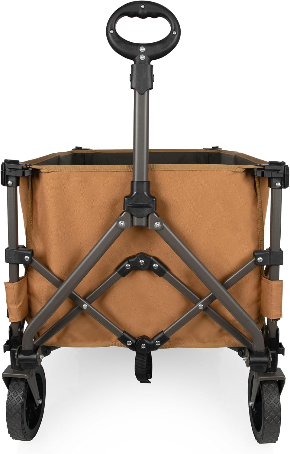 PICNIC TIME Wilderness Wagon Collapsible Folding Wagon, Outdoor Wagon Cart, Sport Utility Wagon, (Brown & Gray)
