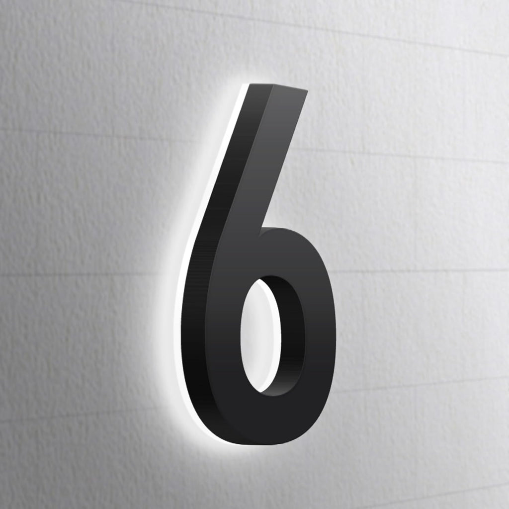 Backlit LED Illuminated House Numbers,Matte Black, Modern Address Signs Lighted Plaque For Outdoor Indoor, Weatherproof And Corrosion Resistant, Day & Night,20 Inch,6