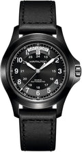 Hamilton Khaki Field King Automatic Men's Watch, 40mm Stainless Steel Case, Swiss Made, Black Dial Analog Wrist Watch for Men, 50m Waterproof, Sapphire Crystal, Calf Leather Strap