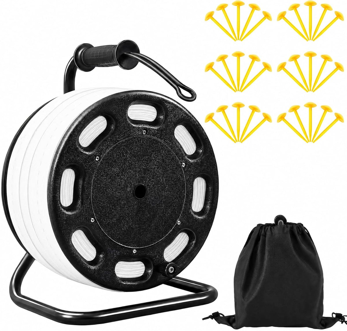 Shimeyao 328 ft Field Marking Tape Kit Stretchable Sports Boundary Rope with Ground Stakes Portable Durable Court Line Marker for Soccer Football Beach Volleyball Badminton Outdoor