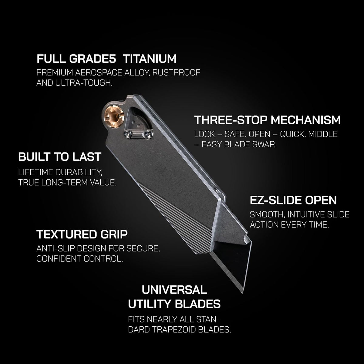 PICHI G9 Titanium Utility Knife with Cow Leather Holster and Pocket Clip, CNC Unibody Quick Change Blade, Button Lock, for Men Women Outdoor, Hiking, Camping, with 10 Replaceable Blades