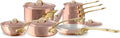 Mauviel M'Heritage 150 B 1.5mm Polished Copper & Stainless Steel 14-Piece Cookware Set With Brass Handles, Made In France
