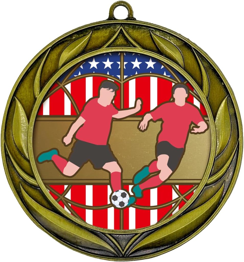 All Quality Soccer Wreath Design Medal - 1st, 2nd, 3rd Place