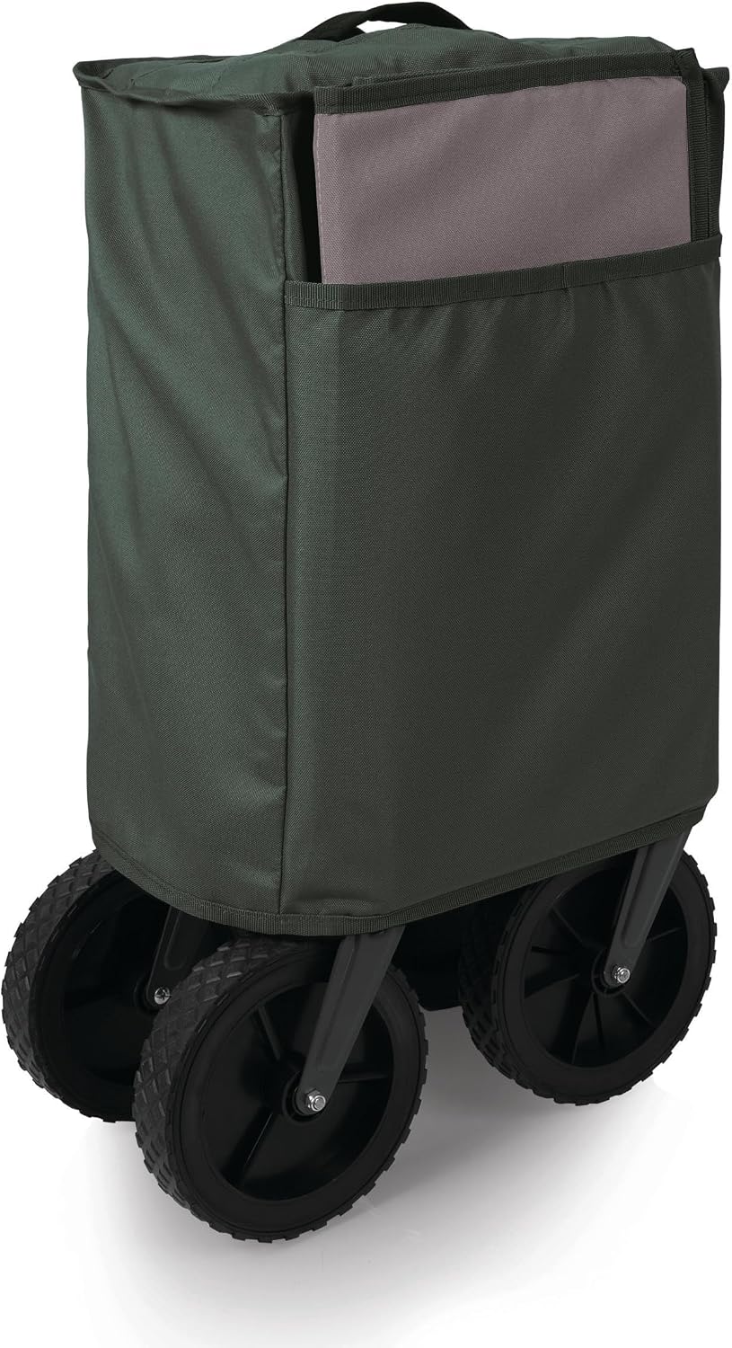 PICNIC TIME Wilderness Wagon Collapsible Folding Wagon, Outdoor Wagon Cart, Sport Utility Wagon, (Moss Green)