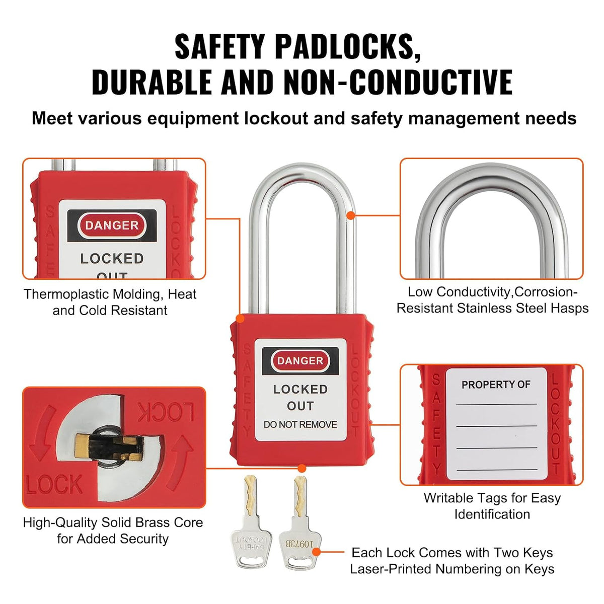 Happybuy Electrical Lockout Tagout Kit, 59 PCS Safety Lockout Tagout Station with Padlocks, Hasps, Tags, Ties, Plug Lockout, Circuit Breaker Lockouts, Valve Lockouts, Cable Lockout, Lockout Bag, Box