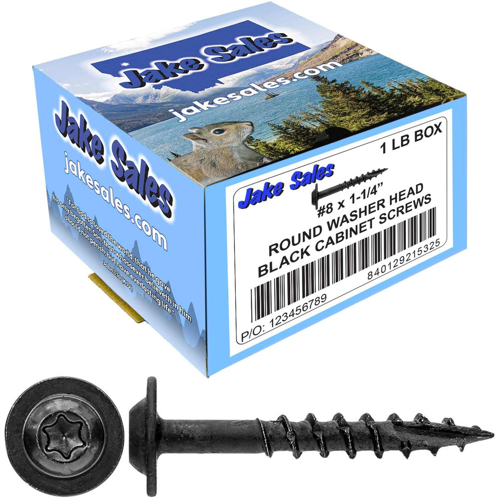 8 x 1-1/4' Black Round Truss Head Multipurpose Exterior Coated Modified Cabinet Wood Screw - CASE Qty 42 Boxes 7,728 Screws