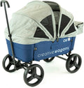 Creative Outdoor Wagon for Kids Push Pull Collapsible Stroller Wagon Buggy Transformable Bench Cart for Kids Cargo All Terrain, Removable Canopy
