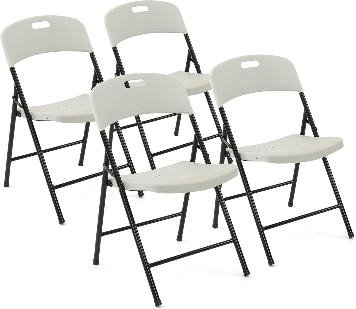 Creative Plastic Folding Chairs (4 Pack) - Portable Lightweight Folding Chairs for Indoor and Outdoor Steel Frame Used for Events, Party, Garden, Camping, Picnic, Tailgating (White)