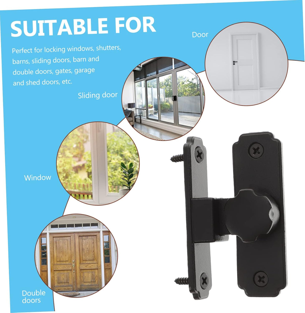 4pcs Sliding Door Lock Screen Door Lock barn Door Lock Door Chain Lock Heavy Duty hasp Door Hook Lock 90 Degree latches Door latches Self-Locking Buckle Locking Lever deadbolt Lock