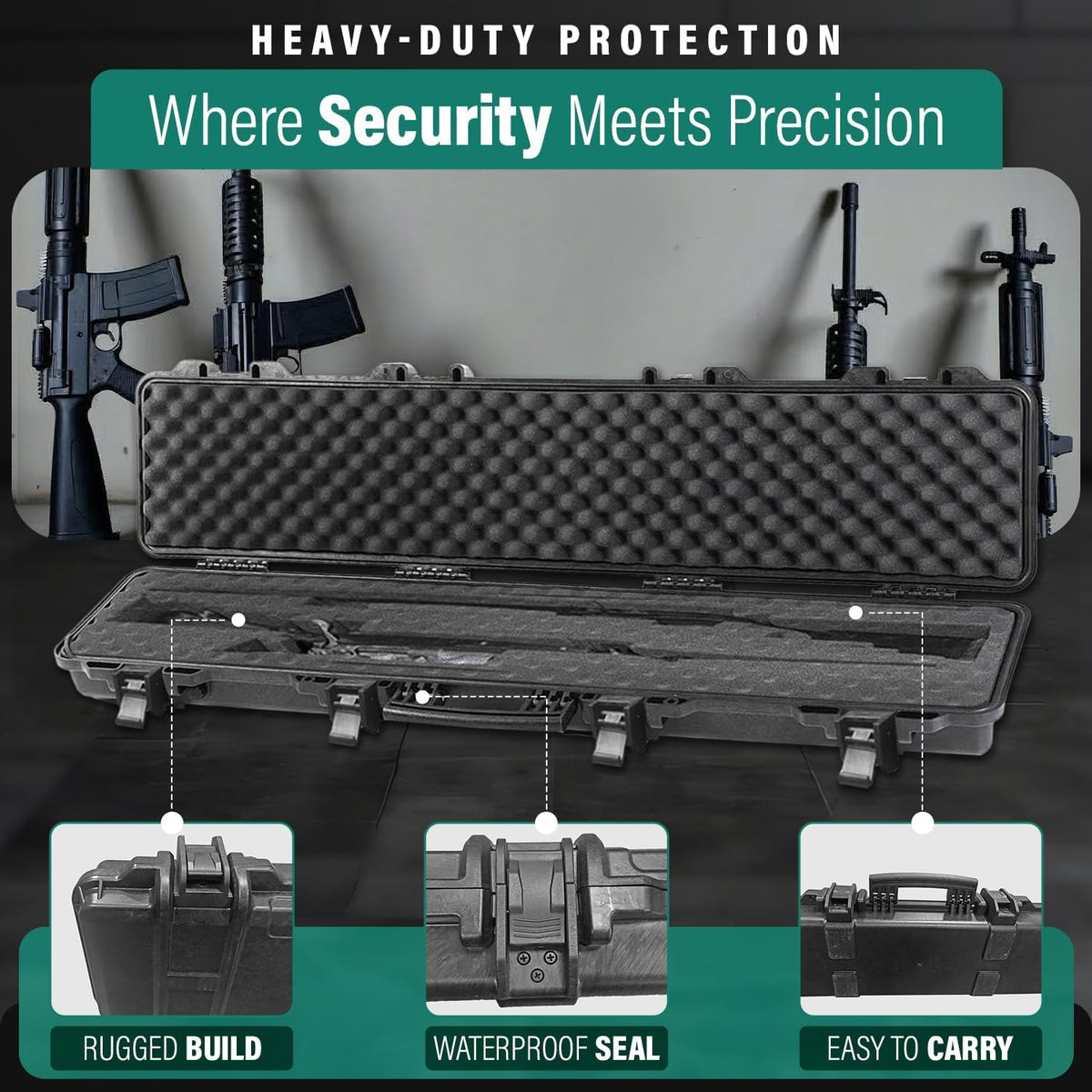 Merdia Gun Case Precision Hard Locking Rifle Cases Ultra Protective Case Intensive Convoluted Foam Shot Gun Case | AR Accessories | Rifle Bag | Hard Gun Cases for Rifles | Shotgun Case