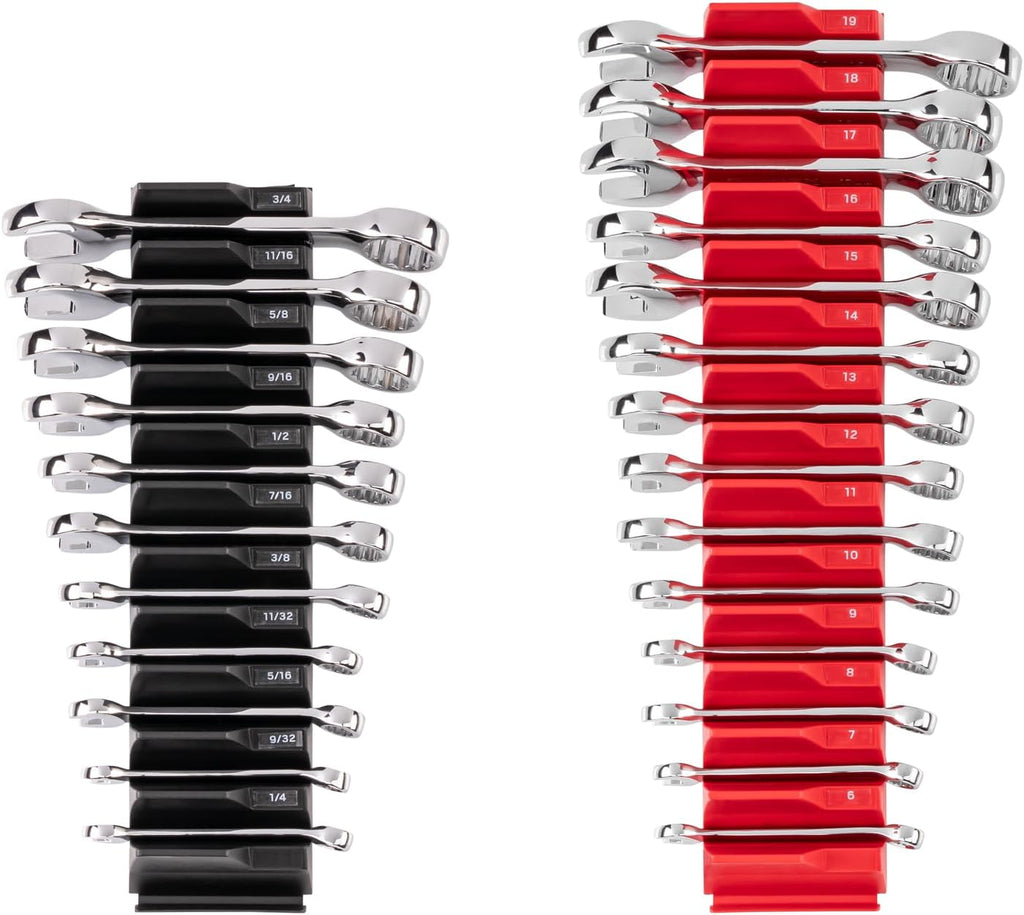 TEKTON Stubby Combination Wrench Set with Modular Organizers, 25-Piece (1/4-3/4 in., 6-19 mm) | WCB95403