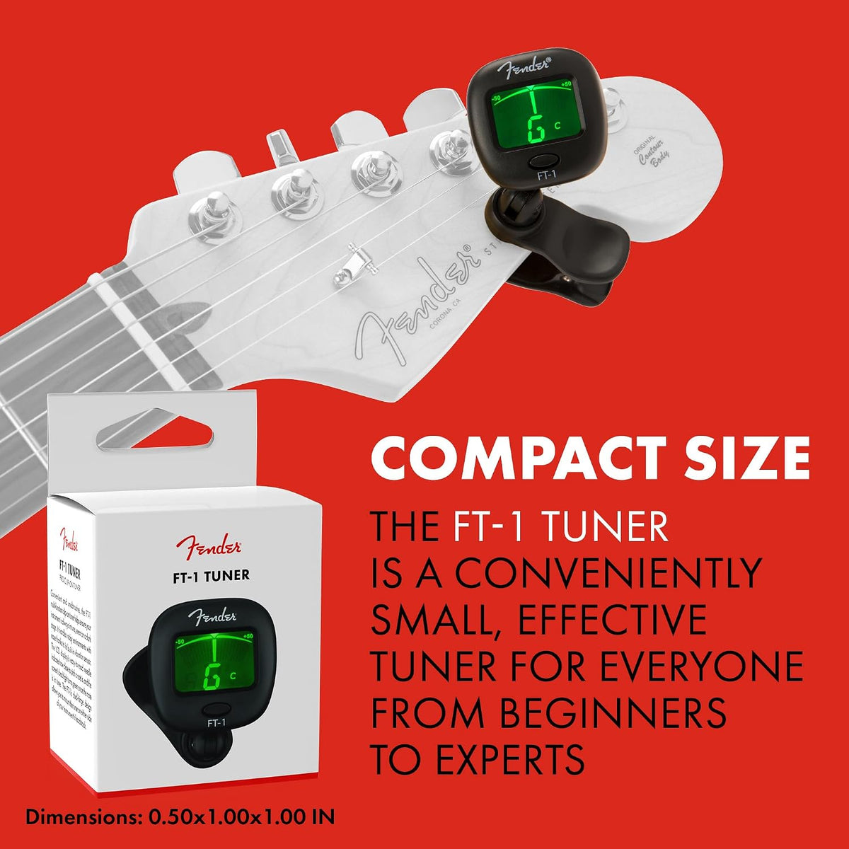 Fender Squier Debut Series Stratocaster Electric Guitar Bundle with Fender FT-1 Clip On Tuner, 2-Color Sunburst Guitar with Matte Finish