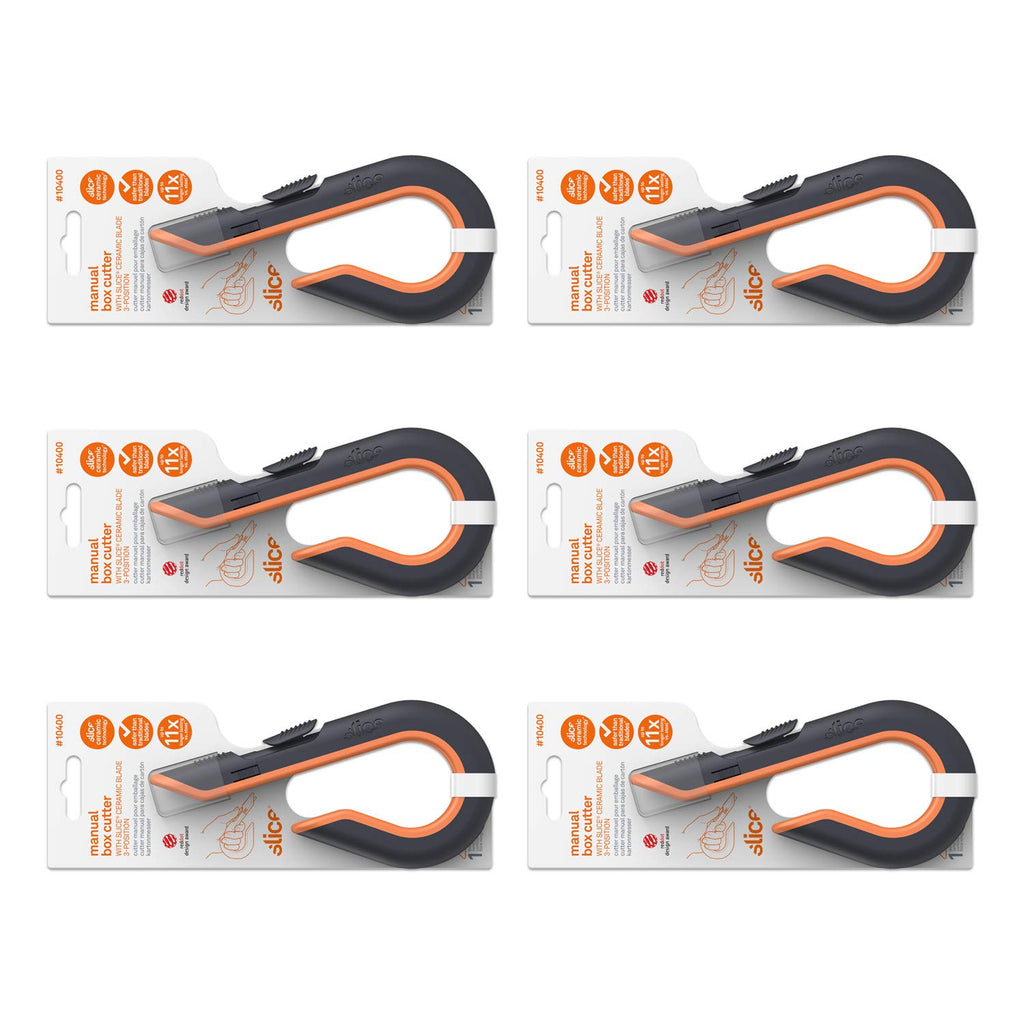 Slice 10503 Box Cutter, Retractable, Utility Knife, Finger Friendly edge, Stays Sharp up to 11x Longer Than Metal , 6 Pack