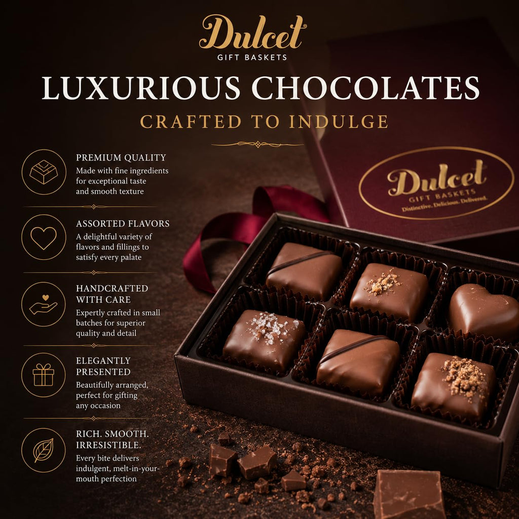 Dulcet Gourmet Snack & Dessert Gift Basket Deluxe Edition – Fresh Baked Assorted Pastries, Cookies, Brownies & Belgium Chocolates - Beautifully Packaged Bakery Assortment for All Gifting Occassions
