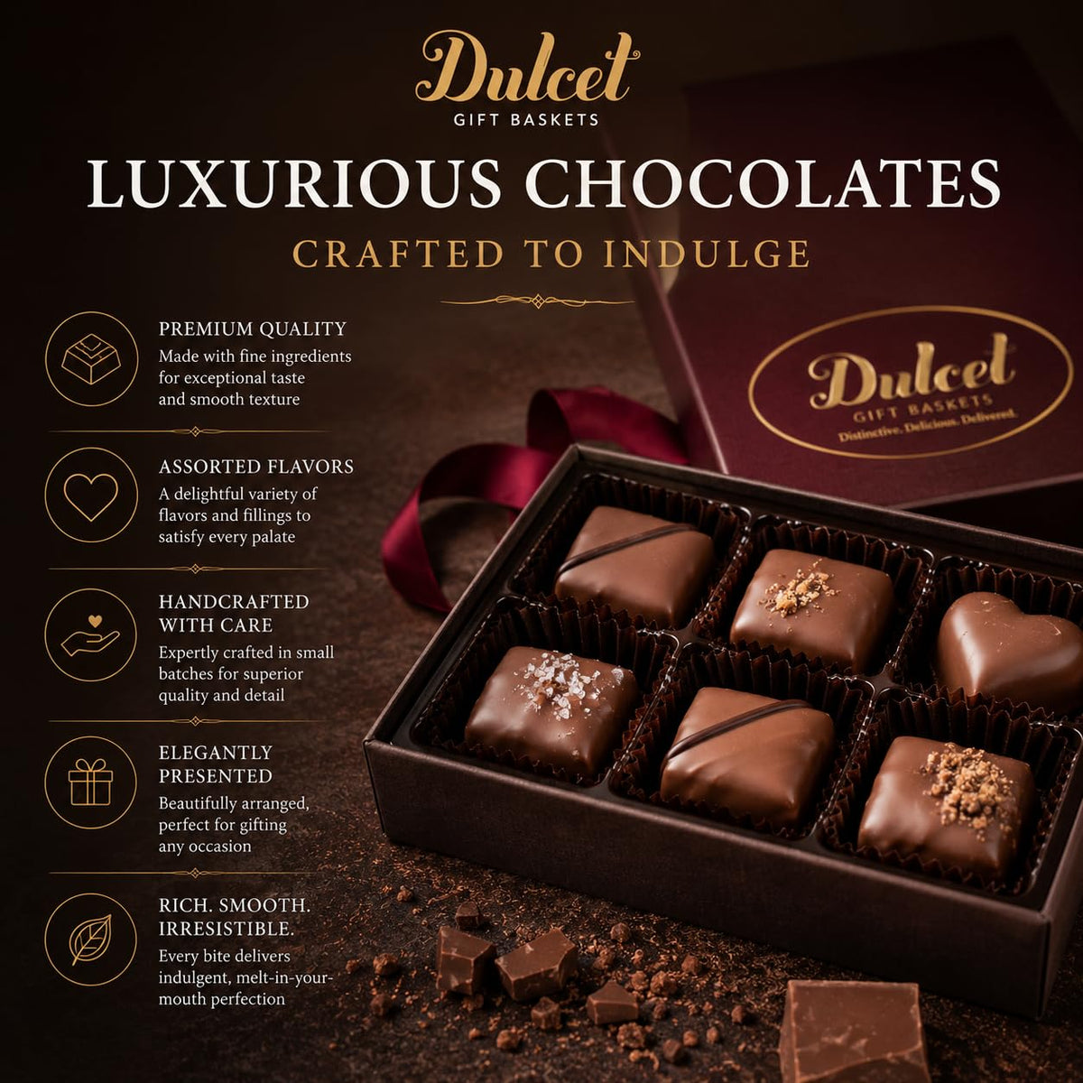 Dulcet Gourmet Snack & Dessert Gift Basket Deluxe Edition – Fresh Baked Assorted Pastries, Cookies, Brownies & Belgium Chocolates - Beautifully Packaged Bakery Assortment for All Gifting Occassions