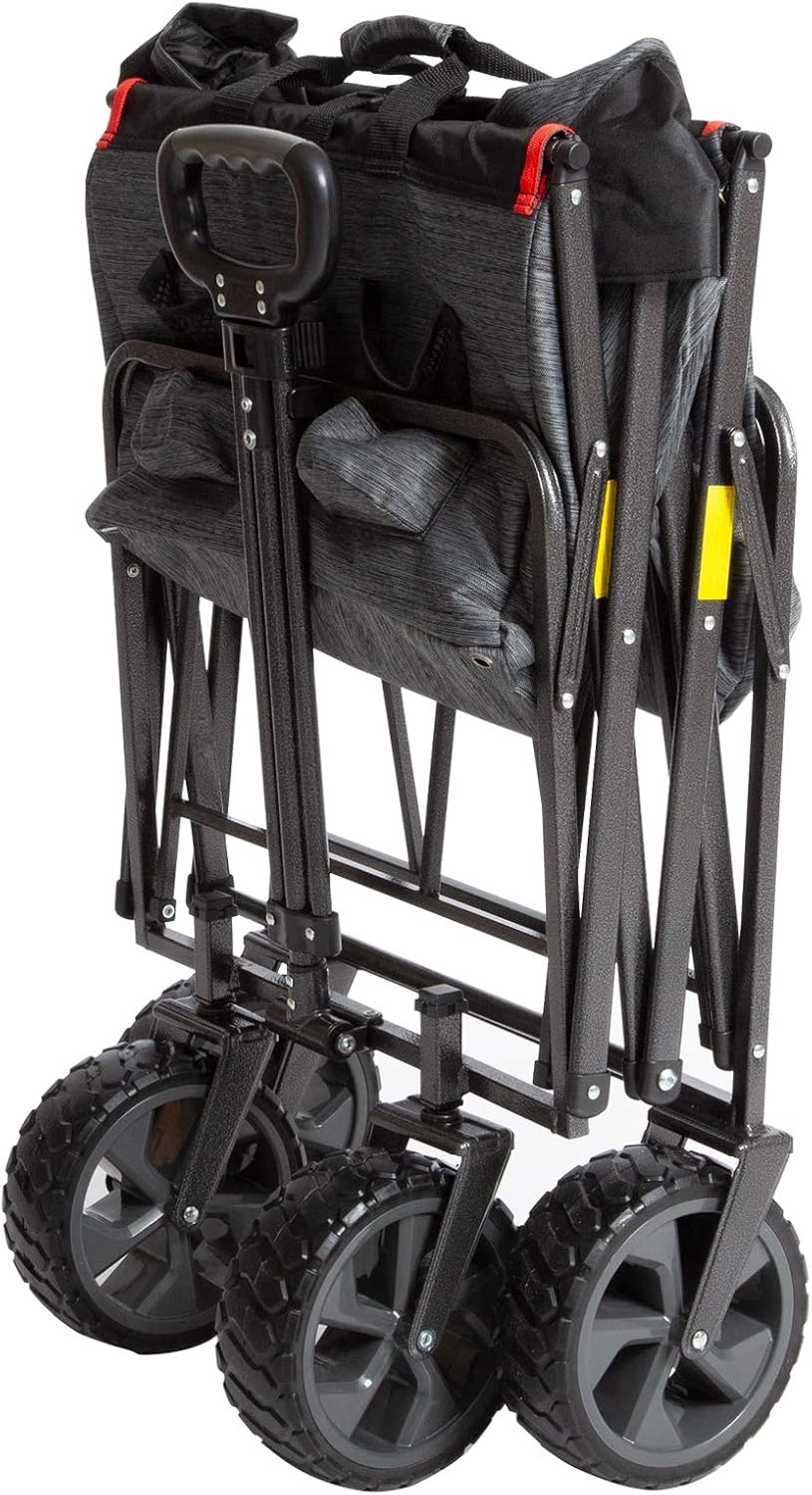 MacSports XL Heavy Duty Collapsible Outdoor Folding Camping Gear Grocery Cart Portable Lightweight Utility Adjustable Rolling Cart All Terrain Sports Beach Wagon with Cargo Net