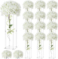Geetery Tall Acrylic Wedding Flower Stand Centerpieces Clear Elegant Vase Column Stand with Artificial Hydrangea Flowers for Wedding Party Table Home Decorations(12 Pcs,20 Inch)