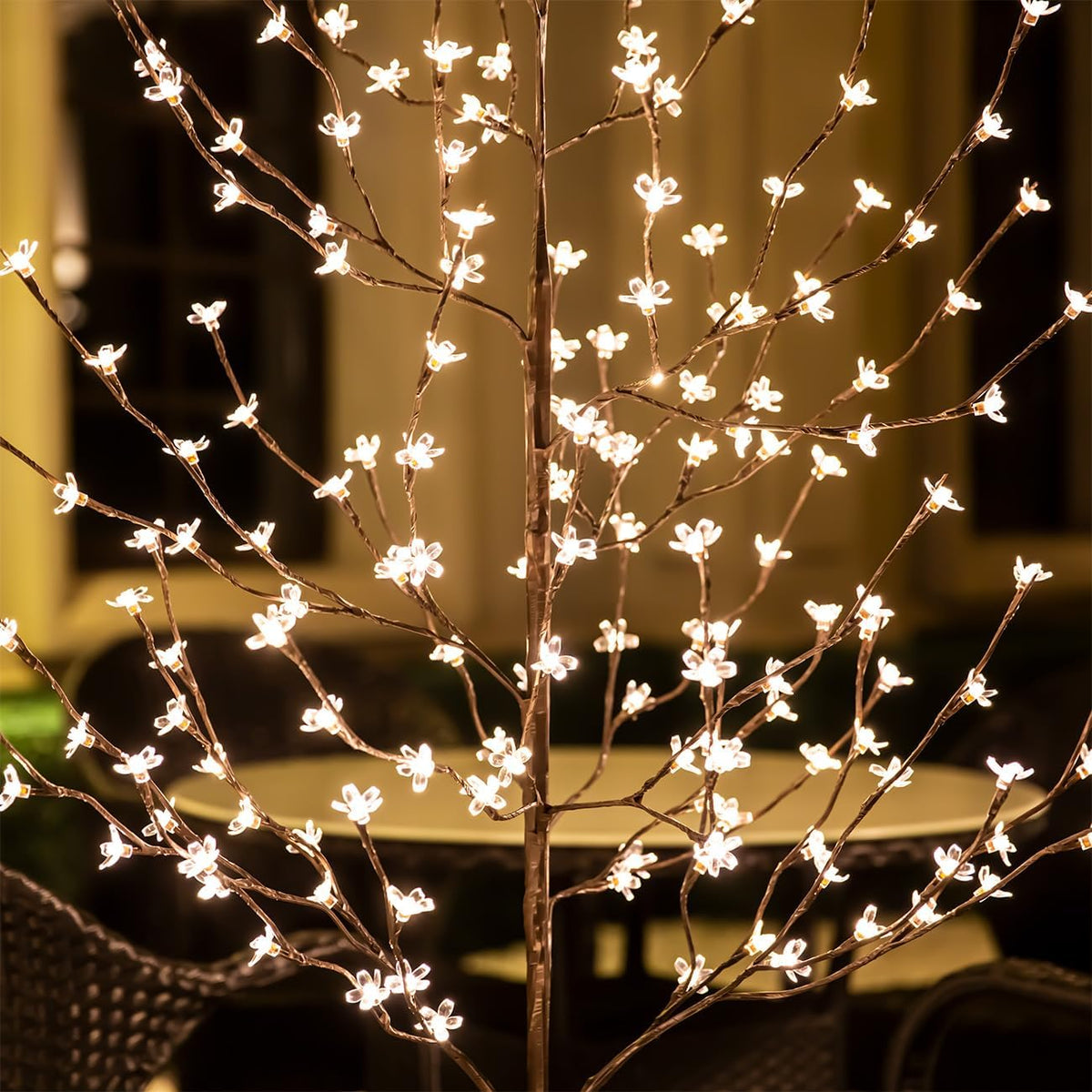 TYBEEU 4ft 5ft 6ft Lighted Cherry Blossom Tree Set, Total 568 Warm White LED (144/184/240), Each Tree Works Independently, Dimmable, Indoor Outdoor Home Garden Christmas Wedding Holiday Decor