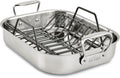 All-Clad Specialty Stainless Steel Roaster with Nonstick Rack 11x14 Inch Oven Broiler Safe 600F Roaster Pan, Pots and Pans, Bakeware, Silver