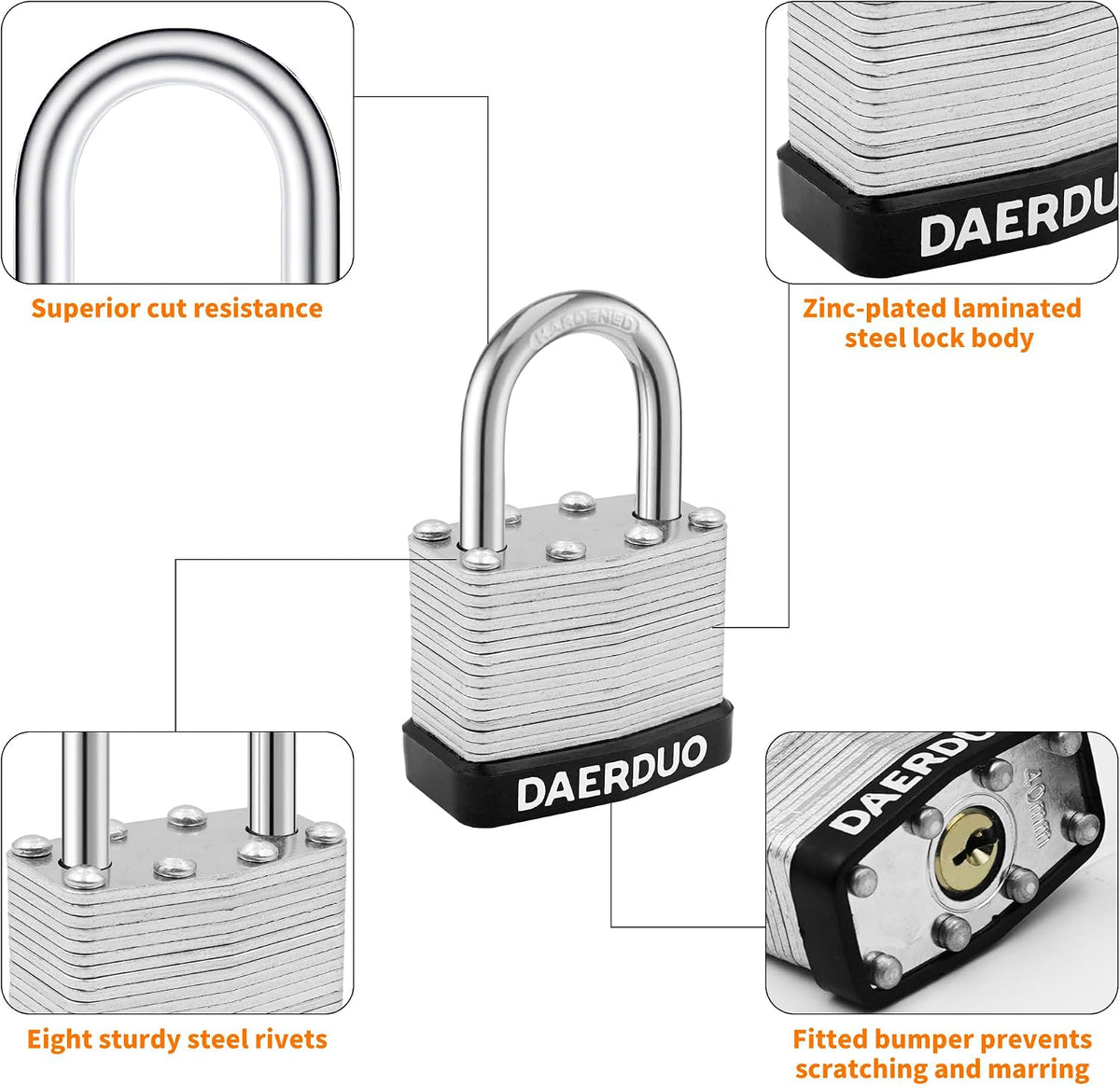 48 Pack 40 mm (1-9/16') Keyed Alike Laminated Padlocks with 96 Keys, Hardened Steel Short Shackle, Heavy-Duty Locks for Gym Lockers, Toolboxes, School Lockers, and Hasp Latches