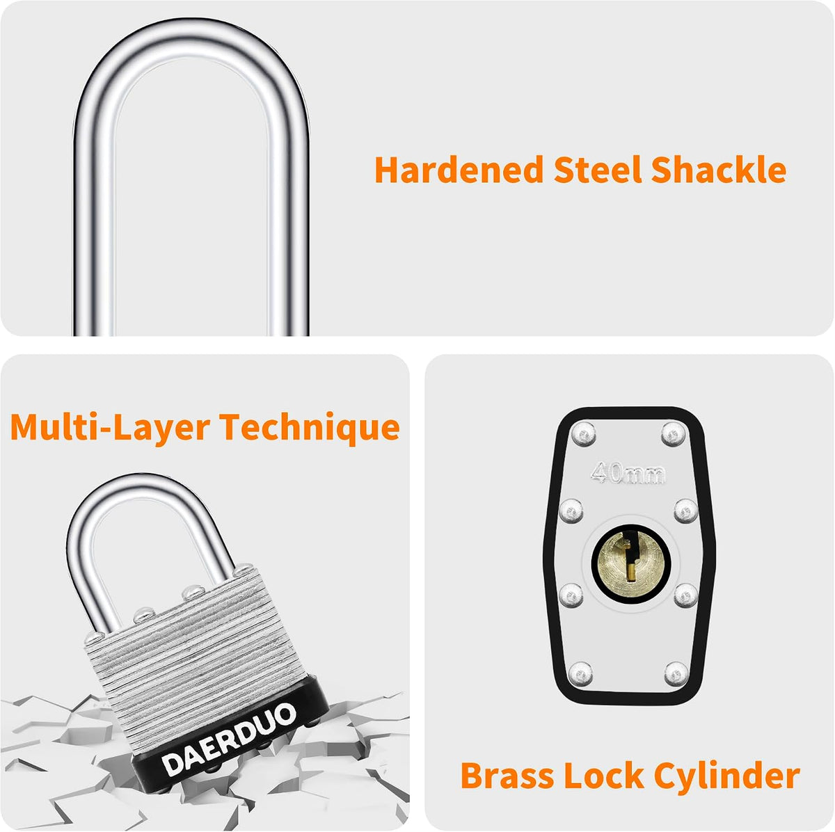 48 Pack 40 mm (1-9/16') Keyed Alike Laminated Padlocks with 96 Keys, Hardened Steel Long Shackle, Heavy-Duty Locks for Gym Lockers, Toolboxes, School Lockers, and Hasp Latches