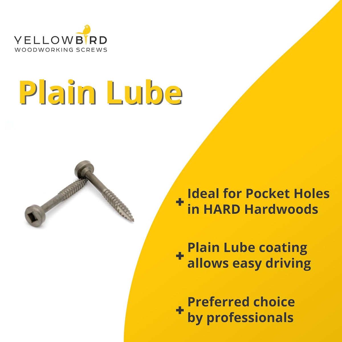 Yellowbird #6 x 1-1/4 Pan Head - Square Plain Lube - Fine Thread - Type 17 Pocket Screw - Bit Included - 4000 Ct.