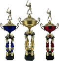 Express Medals Various Sport Giant 54 Inch Tall 19 Inch Wide 4 Post Column Gold Red or Blue Trophy Cup Award Includes Attached Plate with up to 5 Lines of Your Custom Engraved Text. Weighs 11 lbs.