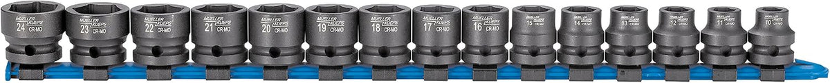 Mueller-Kueps 810 700 Black X-Small 15 Piece Stubby Impact Socket Set
