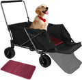 REDCAMP Collapsible Beach Wagon Dog Stroller with Tailgate, 330lbs Heavy Duty Folding Utility Beach Cart with Pad for Sand Camping Sports Shopping, Black