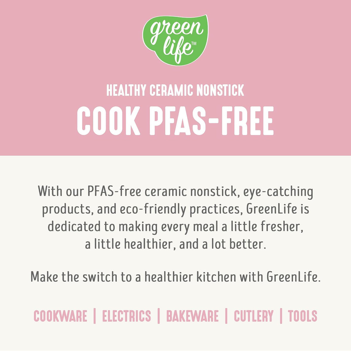 GreenLife 8 Piece Ceramic Nonstick Cookware Set, Induction Suitable Non Toxic PFAS-Free Pots & Pans, Dishwasher Safe, Cooking Set, Stock Pot, Saucepans & Frying Pans, Kitchen Cooking, Light Pink