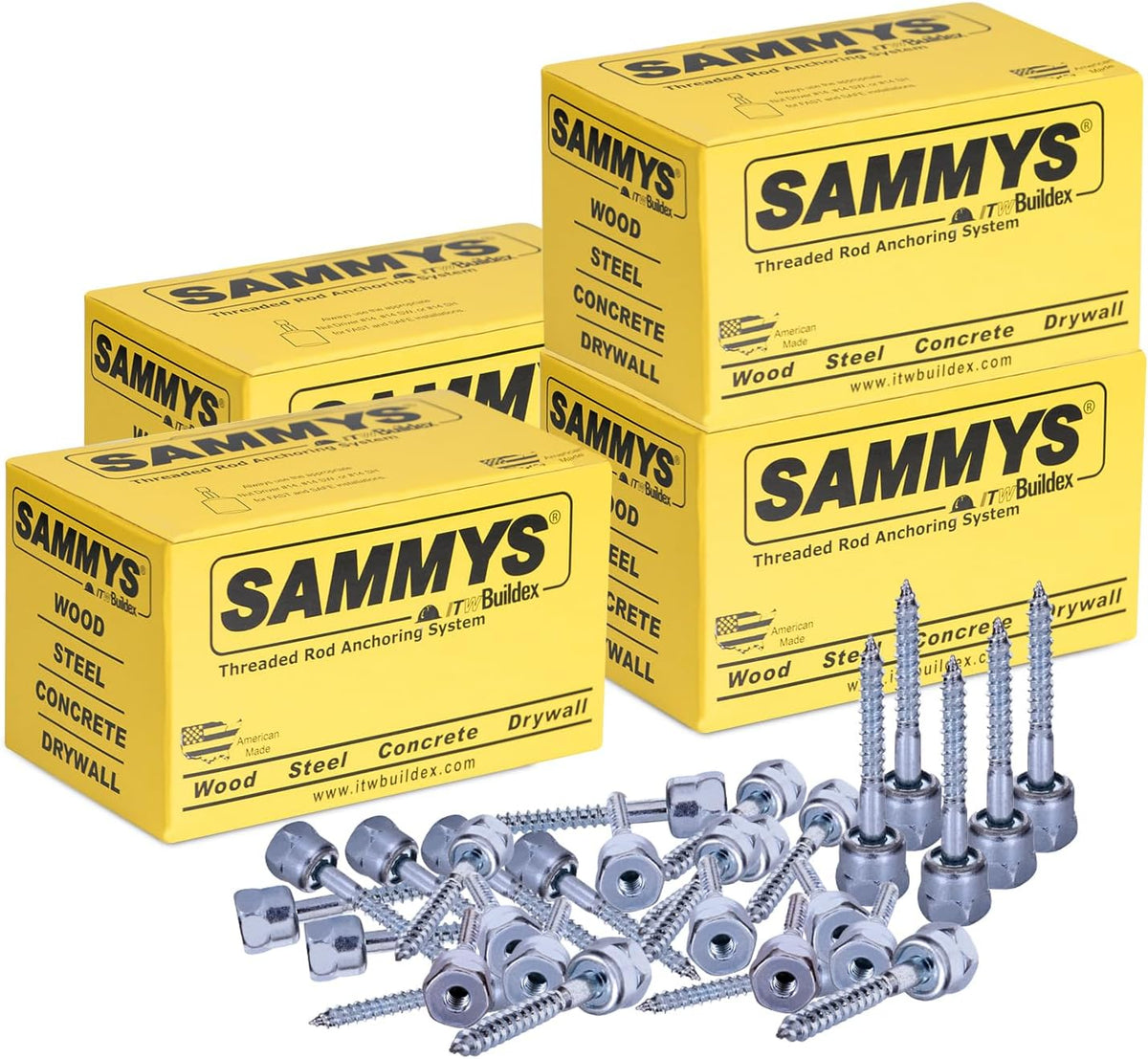 Everflow Sammys 8003957-100 GST 200 1/4 Inch Screw Vertical Threaded Rod Anchor Designed for Wood, Easy Use, No Pre-Drilling Required, Steel with Zinc Finish, 1/4 x 2 Inch Screw Length - (Pack of 100)