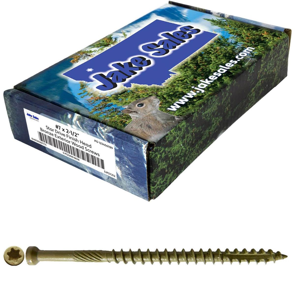 7 x 2-1/2' Bronze Coated Tiny Finish Head Multipurpose Wood Screw - Torx/Star - ACQ Compatible 5 POUNDS CASE 6,345 Screws