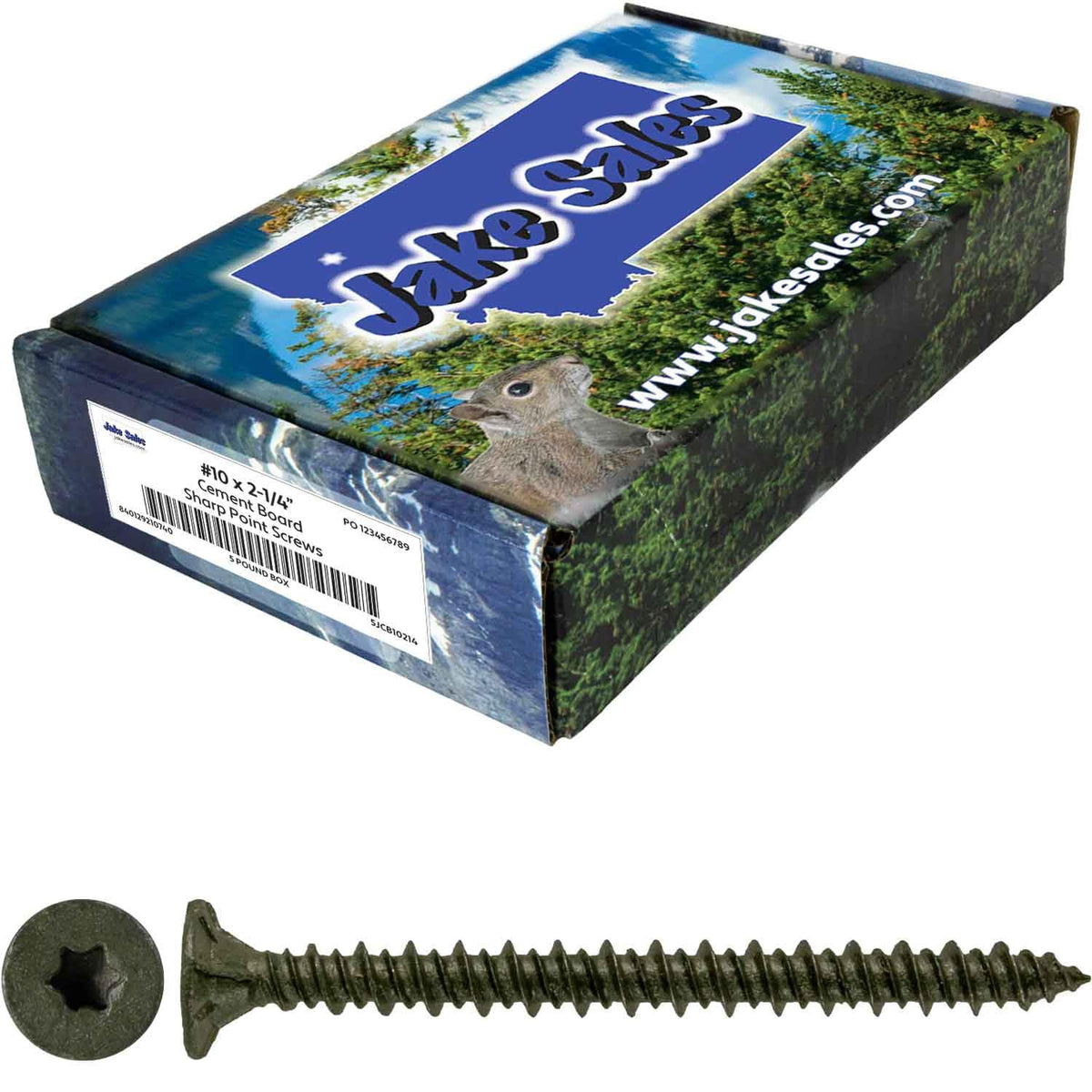 10x2-1/4 Sharp Point Torx/Star Head Screws for Fastening Cement Backer/Board/Tile- Torx/Star - T-25 Head - 5 Pound CASE 4,455 Screws