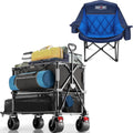 Overmont 400L Foldable Double Decker Wagon + Oversized XL Camping Chair for Adults Combo