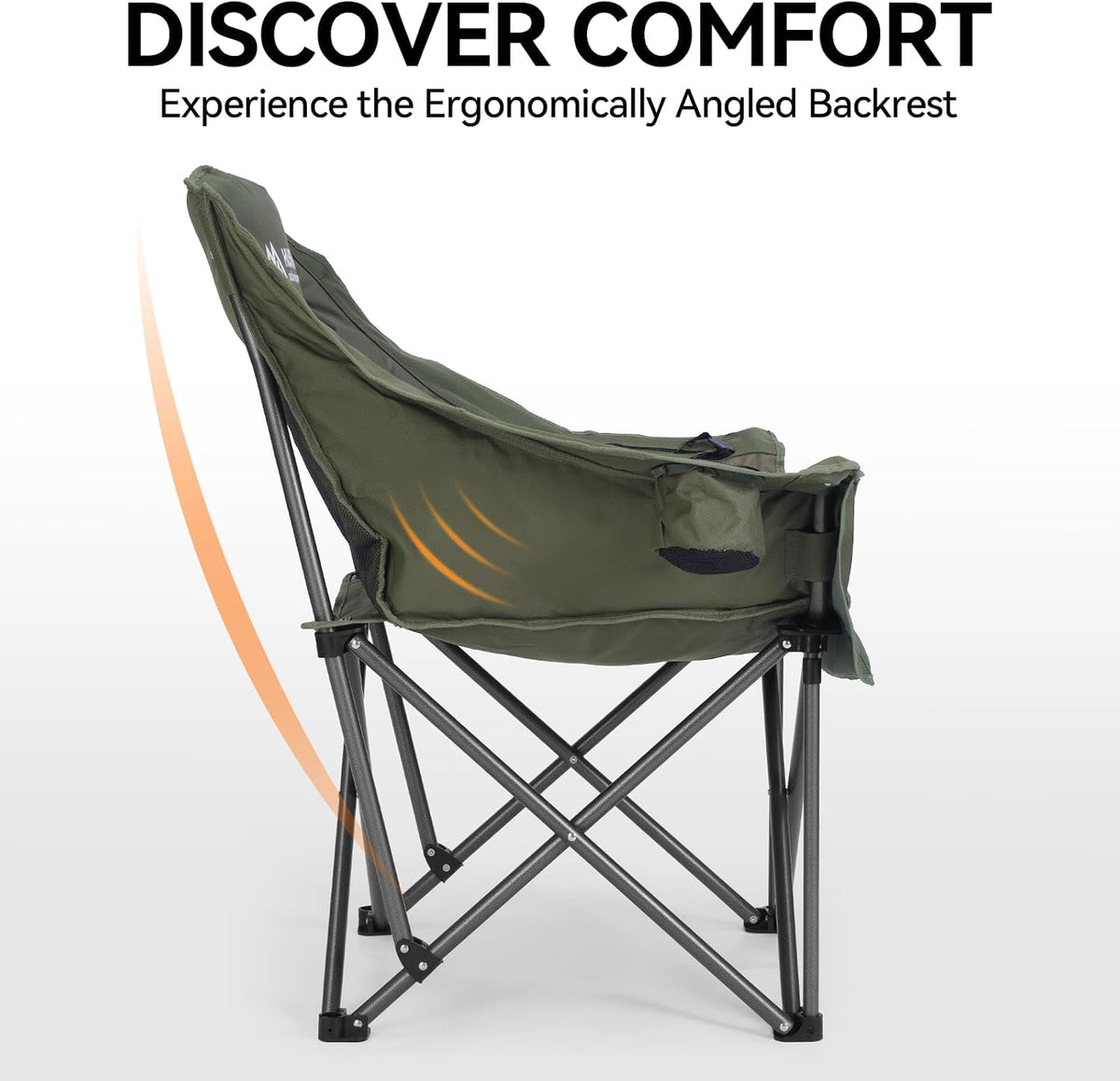 Huskfirm 2 Pack Camping Chairs Oversized Padded Camping Chair Heavy-Duty Foldable Camping Chairs with Cup Holder and Cooler Bag Portable Lawn Chair for Sports Outdoors-Support 450LBS,Green