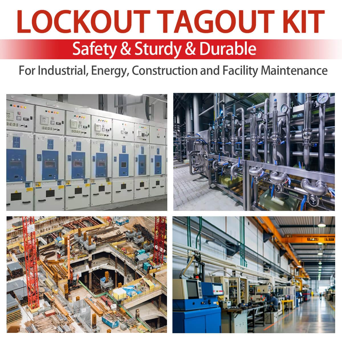 Lockout Tagout Kit, Electrical Loto Kit with Clamp-On Circuit Breaker Lockout, Lock Out Tags, Lockout Safety Padlocks, Lock Out Tag Out Kits for Vehicles/Automotive in Electrical/Industrial/Mechanical