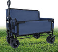 3-in-1 Convertible Folding Wagon Cart with Bench Seat & Storage - 500lbs Heavy-Duty Utility Wagon, 180L Capacity All-Terrain Wheels for Camping, Beach, Sports, Garden (Blue)