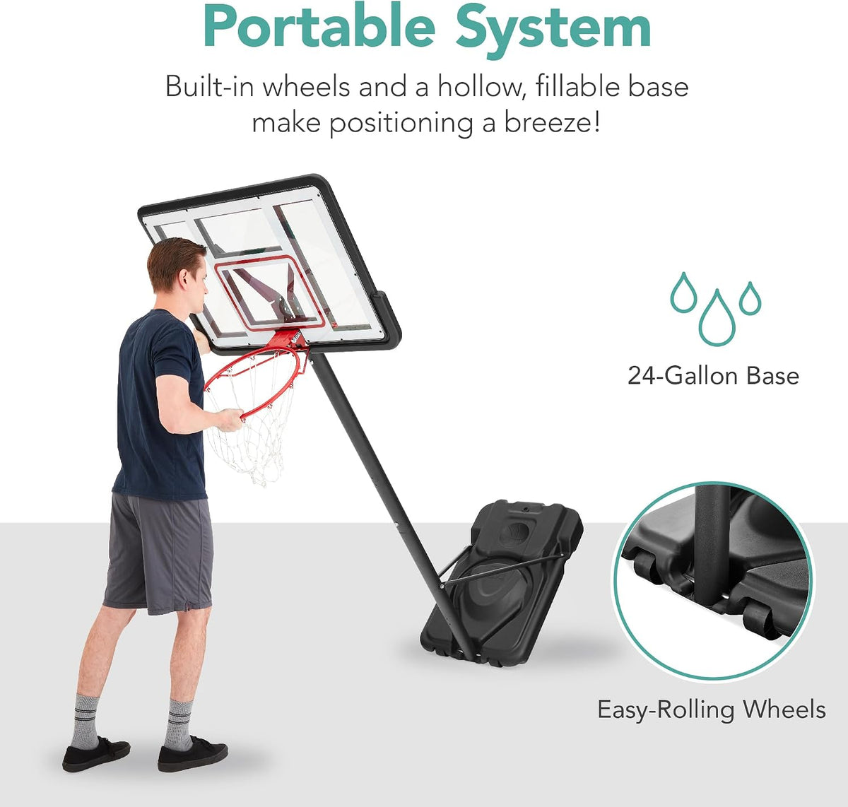 Best Choice Products 10ft Regulation Basketball Hoop, Height Adjustable Outdoor Goal w/Shock Absorbent Rim, Base Gel, 2 Wheels